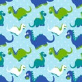 Cute dinosaur seamless pattern. Adorable cartoon dinosaurs background.