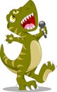 Cute dinosaur singing cartoon