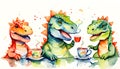 Cute dinosaur teaparty with copy space