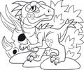 Cute dinosaur velociraptor, coloring book, funny illustration