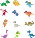 Cute dinosaurs cartoon collection set Royalty Free Stock Photo
