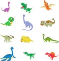 Cute dinosaurs cartoon collection set Royalty Free Stock Photo