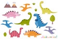 Cute dinosaurs collection. Isolated elements set for your design