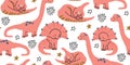 Scandinavian dino dinosaur seamless pattern