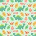 Cute dinosaurs pattern design as vector. Vector illustration seamless pattern with Dinosaurs