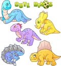 Cute dinosaurs, set of images Royalty Free Stock Photo