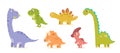 Cute dinosaurs set, isolated kids collection of baby dino characters, funny dragons