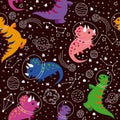 Cute dinosaurs in space