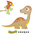 Cute dinosaurs vector cartoon illustration on white background Royalty Free Stock Photo