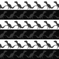 Cute Dinosaurs Vector Seamless Pattern. Silhouette striped Background Wallpaper Royalty Free Stock Photo