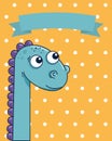 cute diplodocus with ribbon frame poster