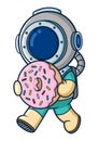 Cute diver carrying a big doughnut