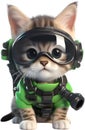 Cute Diver kitten character design. Ai-Generated. Royalty Free Stock Photo