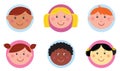 Cute diversity kids icons or buttons - pink / blue Royalty Free Stock Photo