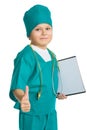 Cute doctor boy with stethoscope and medical