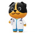 Cute doctor dog, 3d cartoon dog character, 3d rendering