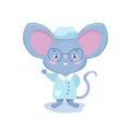 Cute doctor mouse in glasses vector character on white background. Kids doctor mascot isolated Royalty Free Stock Photo