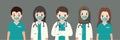 Cute doctors and nurses wearing medical mask