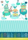 Cute doddle background with houses Royalty Free Stock Photo