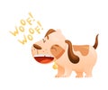 Cute Dog as Domestic Pet Woofing and Barking Out Loud Vector Illustration