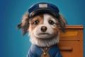 Dog as a postal worker, concept of Postal Delivery and Pet Care, created with Generative AI technology Royalty Free Stock Photo