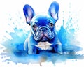 cute dog with a big blue French bulldog puppy.