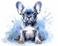 cute dog with a big blue French bulldog puppy.