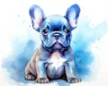 cute dog with a big blue French bulldog puppy.