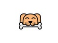 Cute dog bites on bone for logo design illustration, smile face icon, head pet symbol Royalty Free Stock Photo