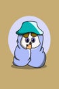 Cute dog with blanket cartoon illustration Royalty Free Stock Photo