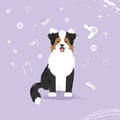 The cute dog with bubbles in kawaii, flat vector style. Illustation of pet grooming for content