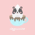 Cute dog in cappuccino vector illustration