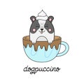 Cute dog in cappuccino vector illustration Royalty Free Stock Photo