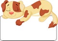 Cute dog cartoon sleeping on the white blank label Royalty Free Stock Photo