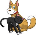 Cute Dog And Cat Cartoon Characters Together Royalty Free Stock Photo