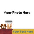 Cute dog and cat with we love you text and holding space for photo and text on white background Royalty Free Stock Photo