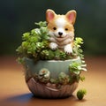 Cute Dog In Ceramic Planter Handmade Pet Clothes Shaped Flowerpot Royalty Free Stock Photo