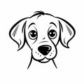 Cute Dog Clipart: Minimalist Vector Line Art With Puppy Eyes