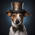 Dog wearing a top hat. Created using ai generative.