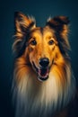 Cute dog of the Collie long hair breed is posing