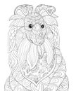 Adult coloring page a cute dog for relaxing.Zen art style illustration.