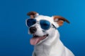 dog portrait sunglasses funny background white pet animal cute smile . Generative AI.