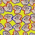 Cute dog Despair And Regret lament hand drawn seamless pattern cartoon yellow background , can be used for t-shirt print, kids