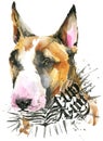 Cute Dog. Dog T-shirt graphics. watercolor Dog illustration. Aggressive dog breed. Royalty Free Stock Photo