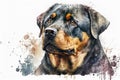 Cute Dog. Dog T-shirt graphics. watercolor Rottweiler, Generative AI Royalty Free Stock Photo