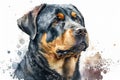 Cute Dog. Dog T-shirt graphics. watercolor Rottweiler, Generative AI Royalty Free Stock Photo