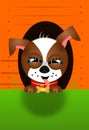 Cute dog in doghouse