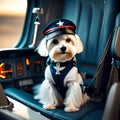 Cute dog dressed as a pilot - ai generated image Royalty Free Stock Photo