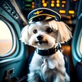 Cute dog dressed as a pilot - ai generated image Royalty Free Stock Photo