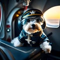 Cute dog dressed as a pilot - ai generated image Royalty Free Stock Photo